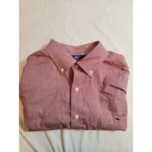 Vineyard Vines Shirt Mens XL Red Check Gingham Classic Tucker Long Sleeve Preppy